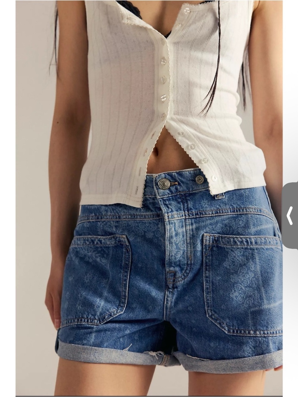 NWT Free People Palmer Cuffed Jean Shorts Paisley Patches 26